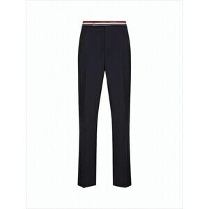 Thom Browne Tailored Blue Wool Straight Pants With Iconic Striped Trim - NWT
